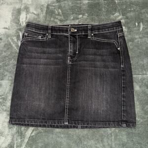 White House Black Market Black Denim Mini Skirt